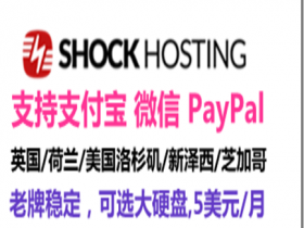 【美国黑五】Shock Hosting:配置2GB内存/30GB硬盘/1TB流量/1Gbps端口 KVM VPS 终身35折,多机房可选,每月3.5美元