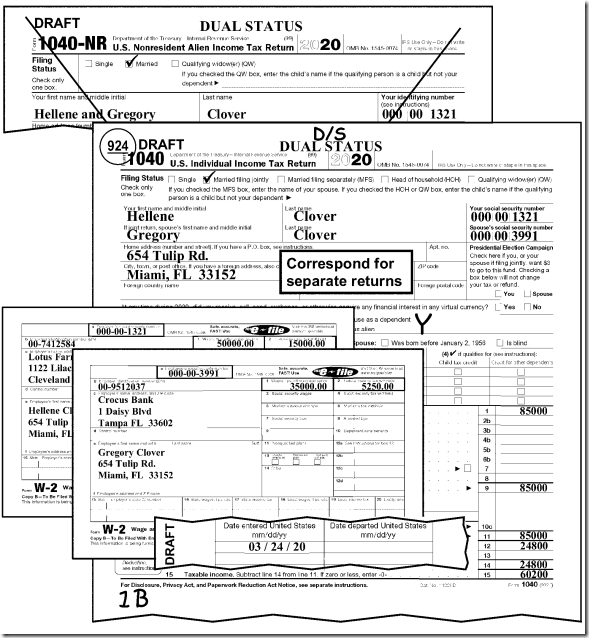 如何自己动手填写美国1040-NR表格？美国非居民外国人所得税申报表1040-NR模板 美国1040表格样板 美国1040-PR表格